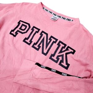 2/$20 PINK Victoria's Secret Pink & Black Crewneck Sweatshirt Oversized Size: XS